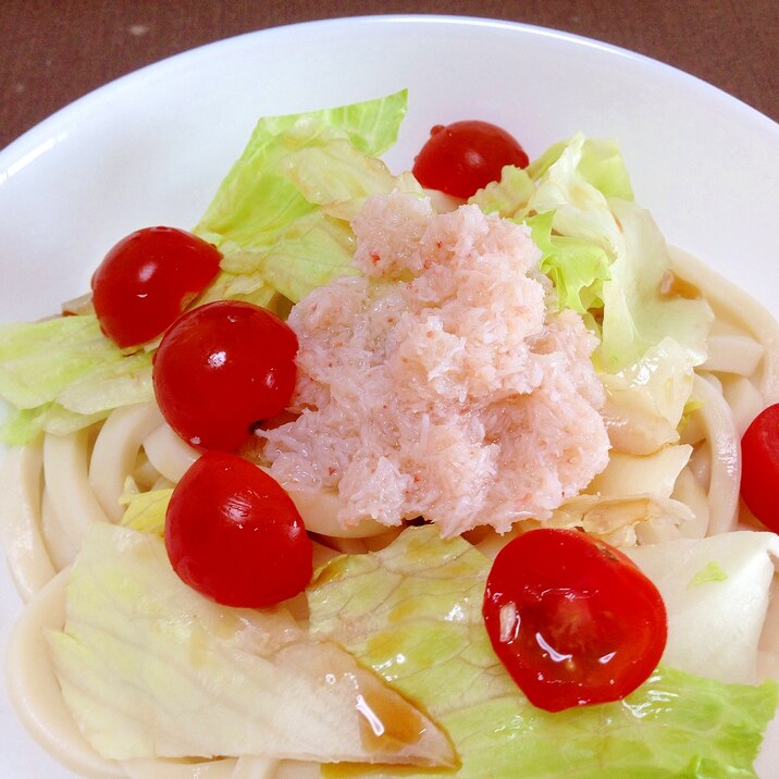 かに缶で☆サラダうどん